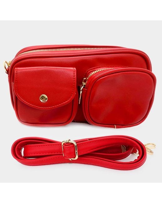 Fashnzfab Red Solid Rectangle Crossbody Bag