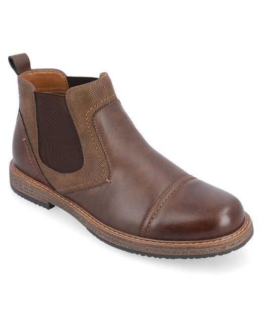 Vance Co. Brown Lancaster Faux Leather Comfort Insole Chelsea Boots for men