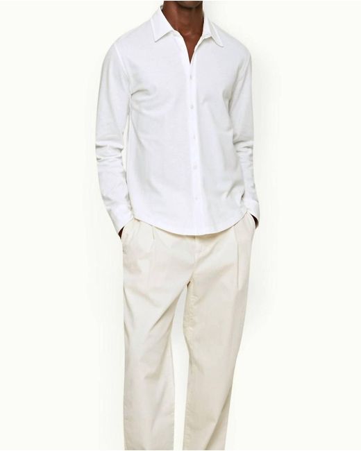 Orlebar Brown White Giles Pique Shirt for men