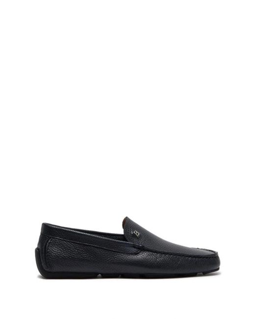 Bally Black Wander 6220102 Navy Blue Pebbled Grained Loafers for men
