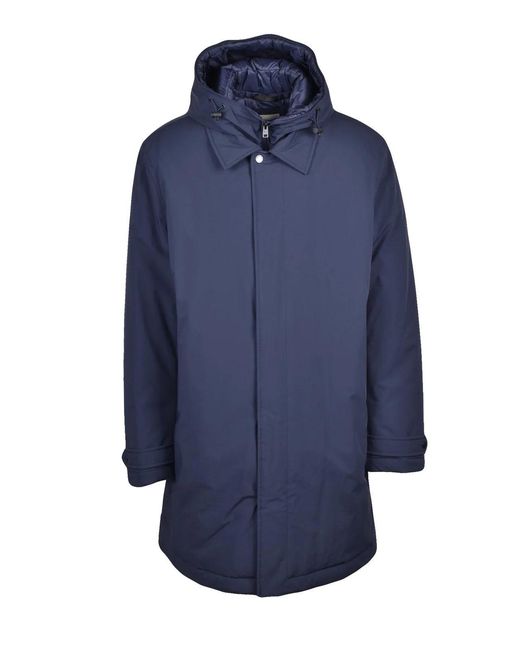 Woolrich Blue Stretch Polyamide-Blend Carcoat for men