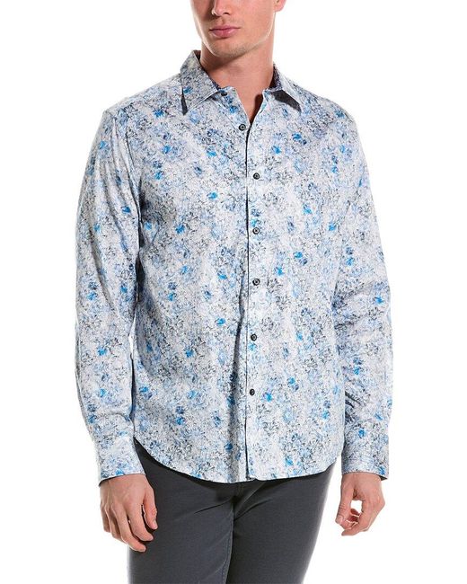 Robert Graham Blue Wallbanger Classic Fit Woven Shirt for men