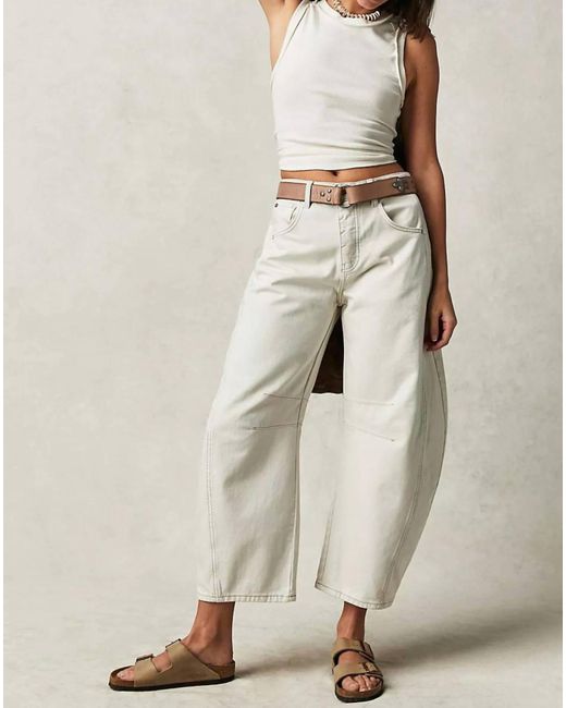 Free People Natural Lucky You Mid Rise Barrel Pant