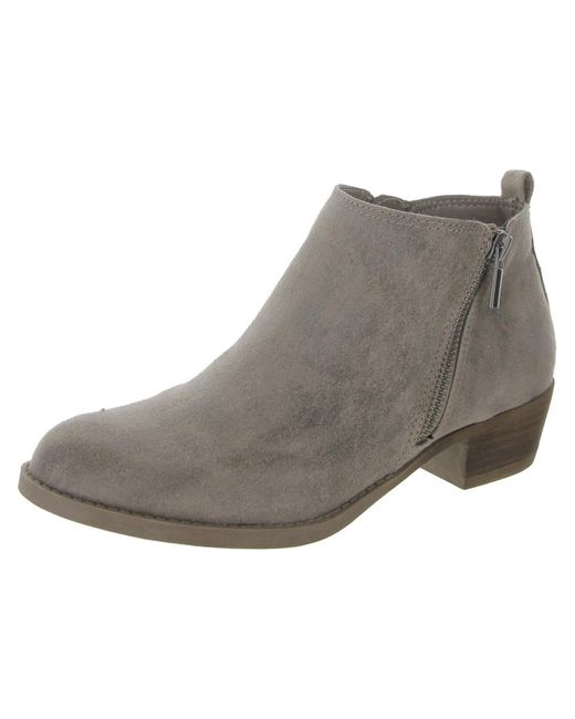 Carlos By Carlos Santana Gray Brianne Faux Suede Stacked Heel Ankle Boots