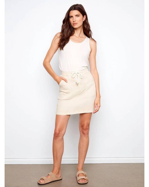 Charlie b White Patch Pockets Drawstring Twill Skort