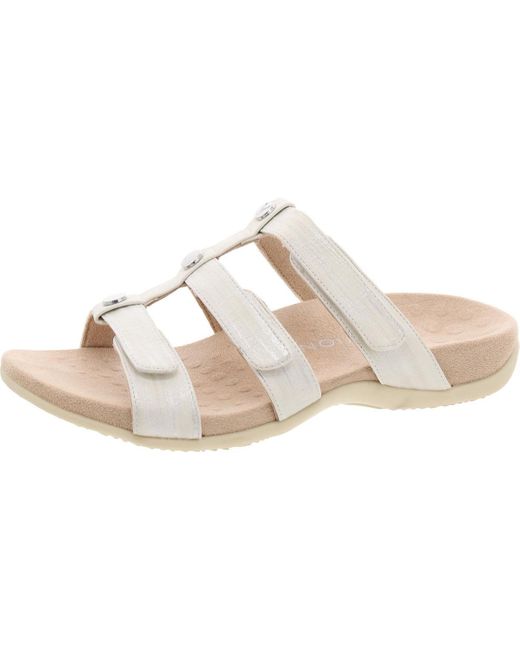 Vionic Metallic Amber Faux Leather Shimmer Slide Sandals