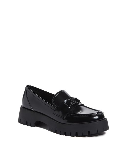 Guess Factory Black Chunky Platform Loafers