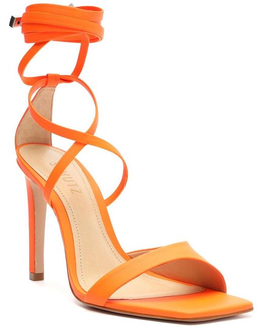 SCHUTZ SHOES Orange Bryce Leather-trim Sandal