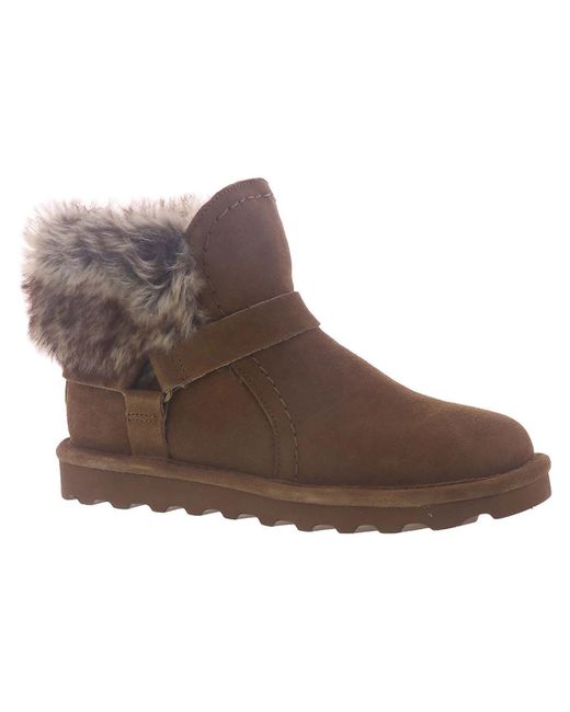 BEARPAW Brown Konnie Suede Winter Ankle Boots