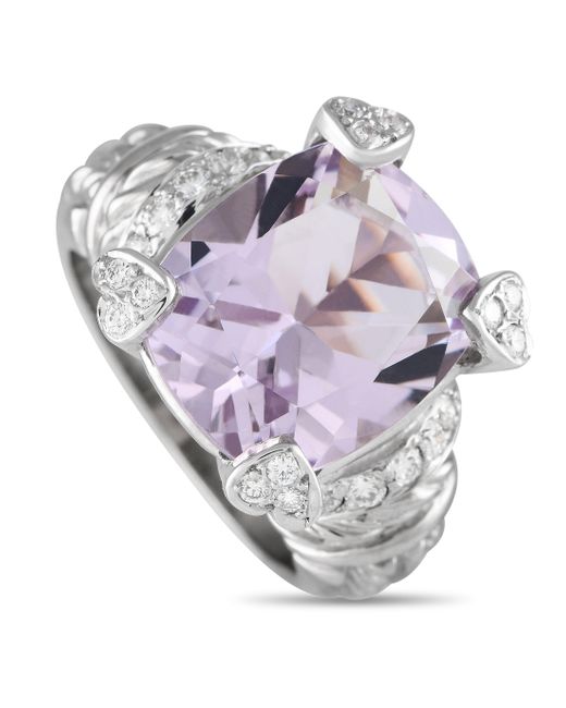 Judith Ripka Gray 18k Gold 0.25ct Diamond And Pink Quartz Ring Jr33-122223