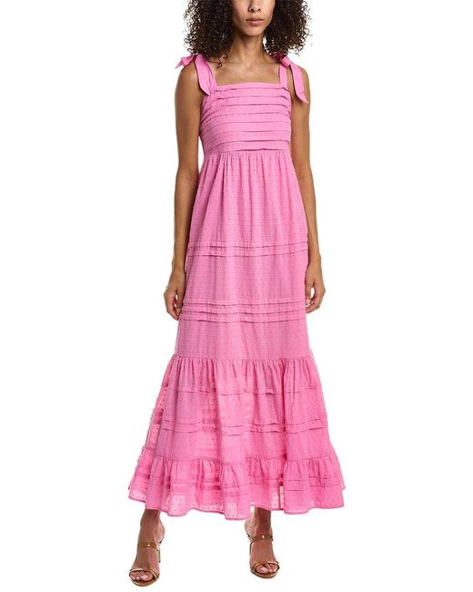 Hale Bob Pink Solid Pleated Maxi Dress