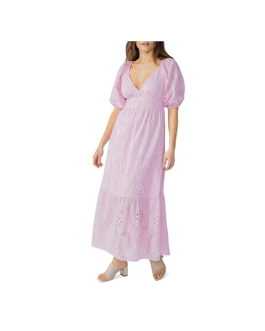 Sanctuary Pink Cotton Eyelet Maxi Dress