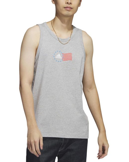 Adidas Gray Marled Cotton Tank Top for men