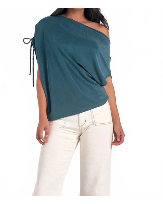 Elan Blue Cinched Off The Shoulder Top