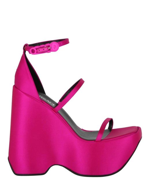 Versace Pink Platform Wedge Sandals
