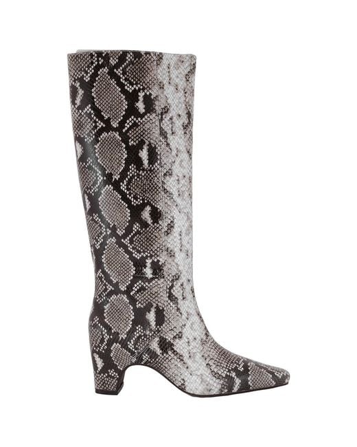 St. Agni Gray St Agni Python Print Leather High Boots