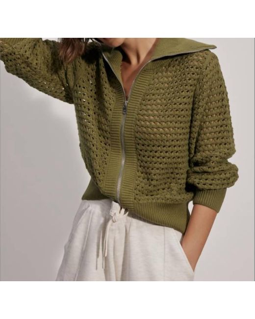 Varley Green Eloise Full Zip Knit In Fresh Fern