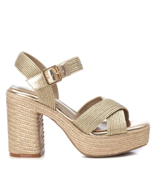 Xti Metallic Heeled Jute Platform Sandals By