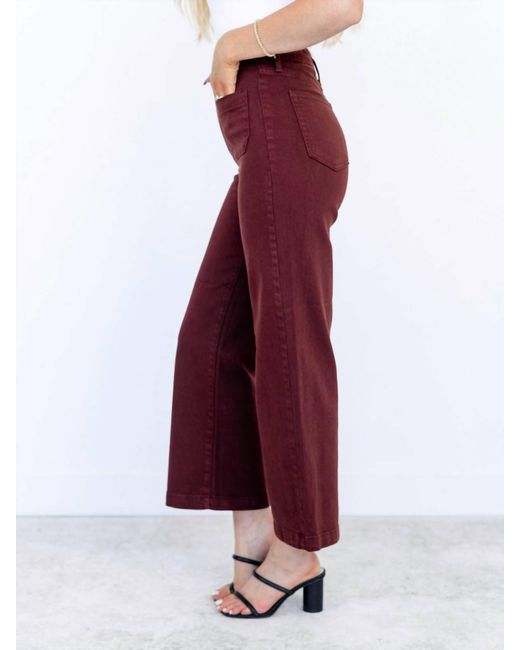 Just Black Denim Red High Rise Patch Pocket Wide Leg Jeans