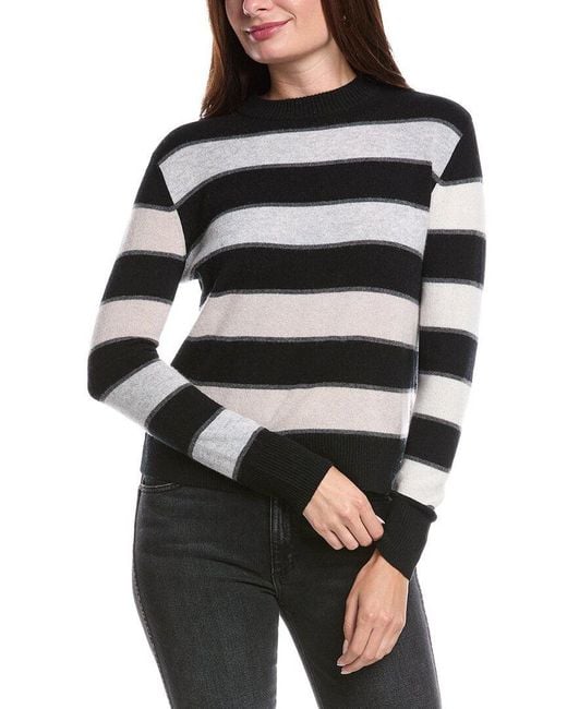 Forte Black Bold Stripe Cashmere Sweater