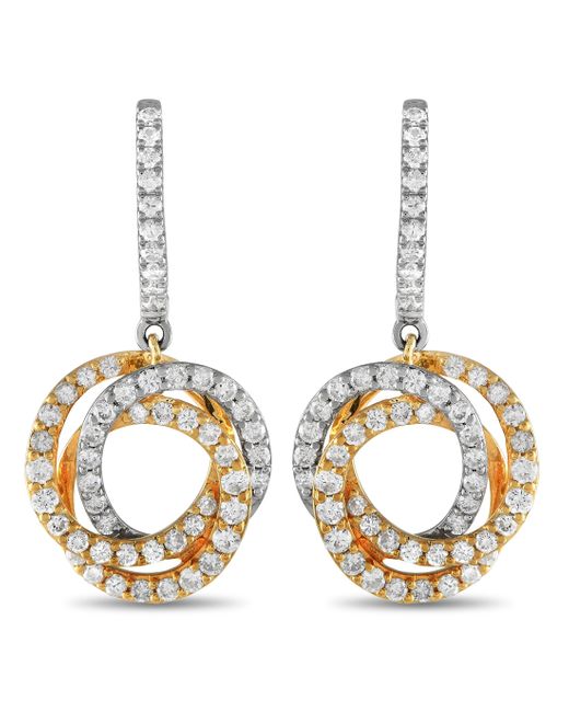 Non-Branded Metallic Lb Exclusive 18k And Yellow Gold 1.0ct Diamond Circle Drop Earrings Aer-13233-wy