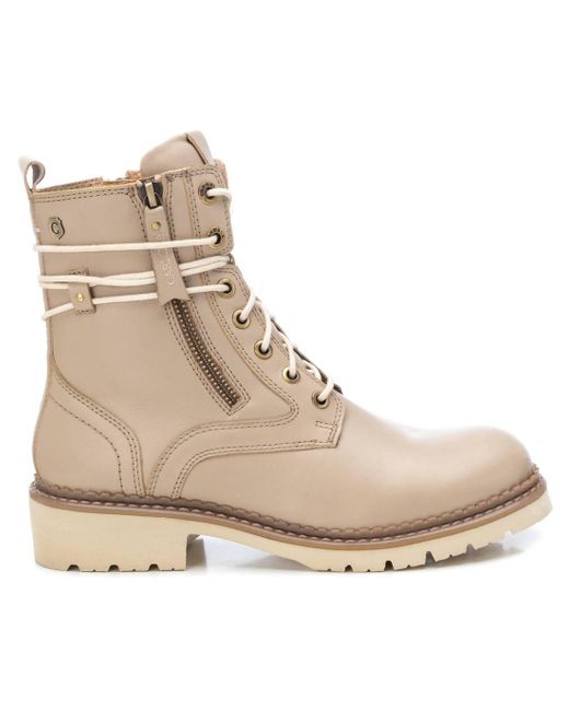 Xti Natural Leather Combat Booties Carmela Collection By