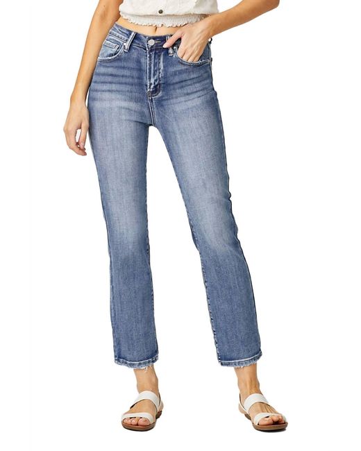 Risen Blue Traci High Rise Crop Straight Jeans