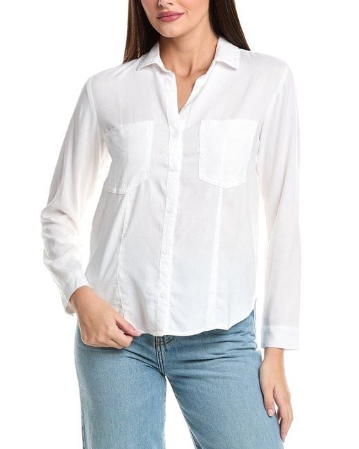 Bella Dahl White Seamed Button Down Shirt