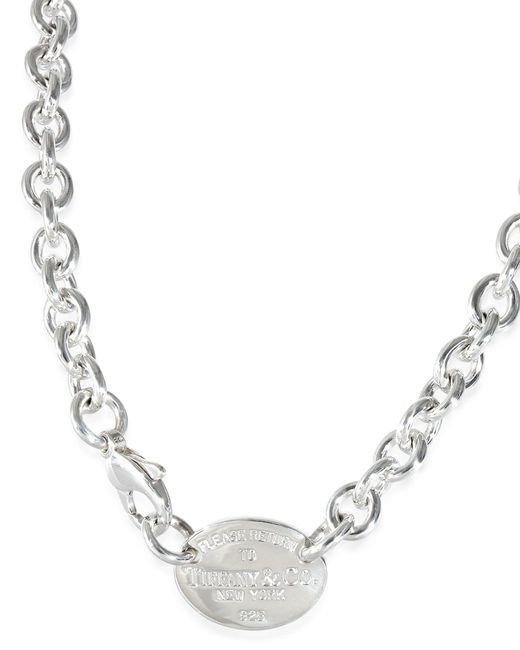 Tiffany & Co Metallic Return To Tiffany Oval Tag Necklace
