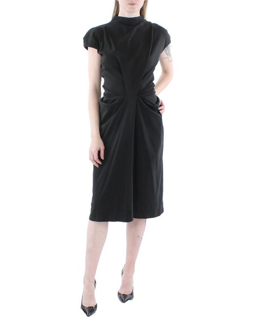 Gracia Black Mock Neck Sleeveless Midi Dress