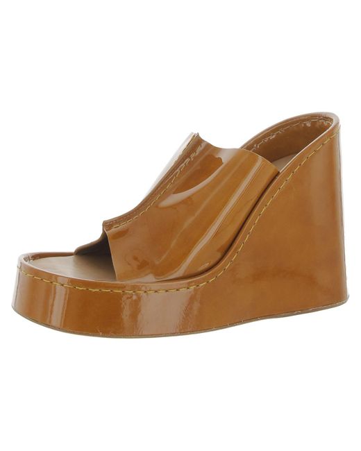 Miista Rhea Patent Leather Slip On Mule Sandals in Brown | Lyst