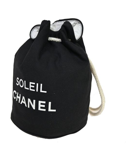 Chanel Black Drawstring Canvas Shoulder Bag (pre-owned)