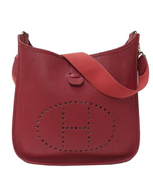 Hermès Red Evelyn Leather Shoulder Bag (pre-owned)