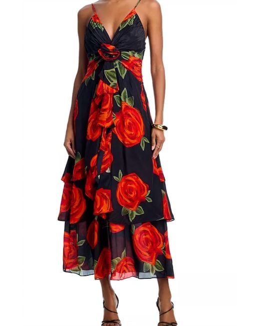 FARM Rio Women's Red Latin Roses Flower Sleeveless Dress