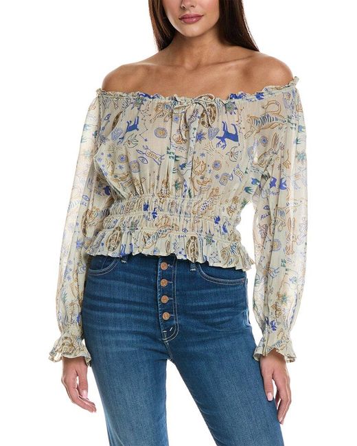 Mother Blue Denim The Doll Face Top