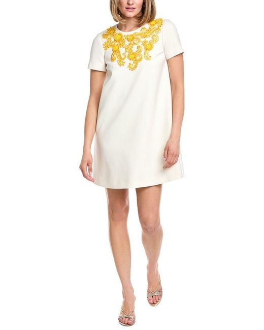 Carolina Herrera A-Line Wool-Blend Shift Dress in White | Lyst