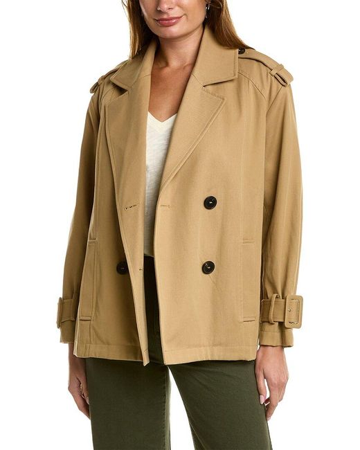Ba&sh Natural Double-breasted Short Trench Coat