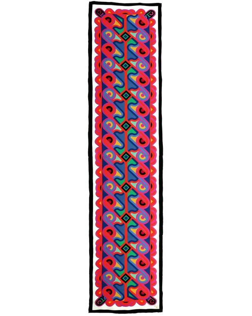 Candice Held Red Oblong Rectangle Silk Scarf