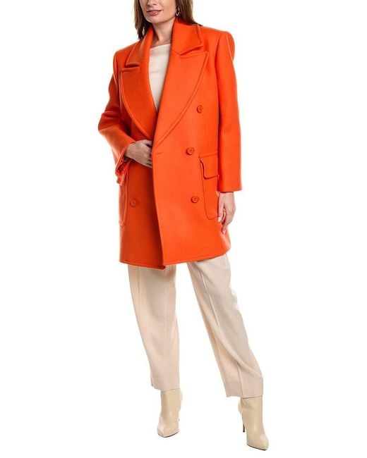 Michael Kors Orange Double Breasted Chesterfield Wool Coat