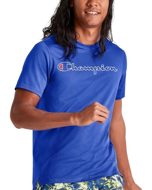 Champion Blue Perforated Fitness Shirts & Tops for men
