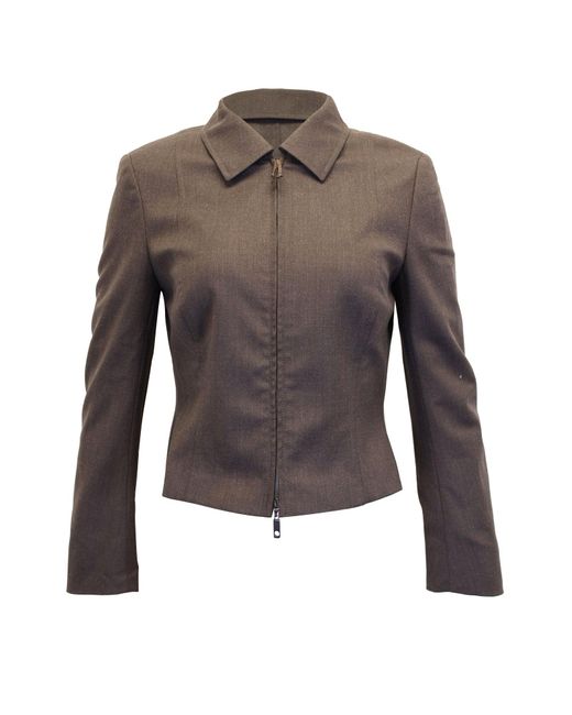 ESCADA Gray Zip Front Tailored Blazer Jacket
