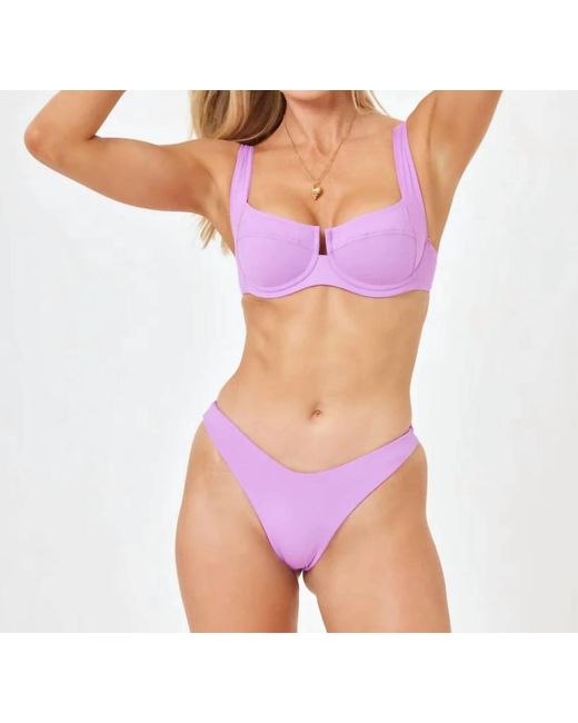 L*Space Purple Camellia Bikini Top