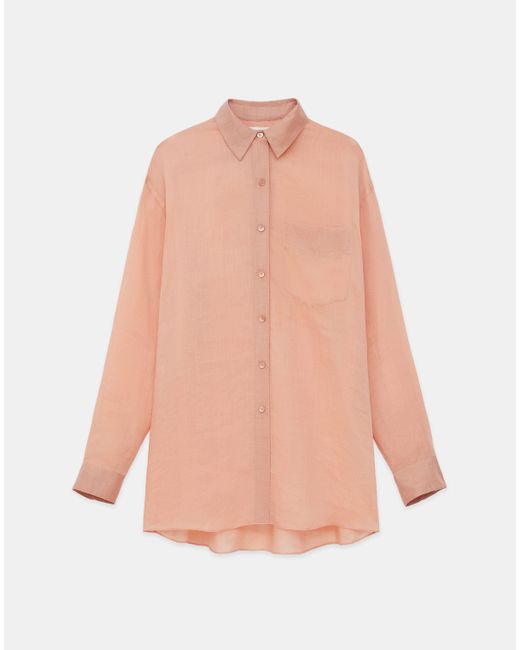 Lafayette 148 New York Pink Sustainable Gemma Cloth Voile Oversized Blouse