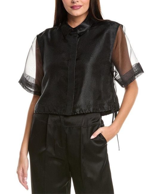 Jonathan Simkhai Black Ryett Crop Shirt