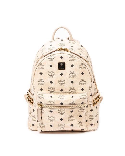 MCM Natural Small Stark Side Studs Backpack