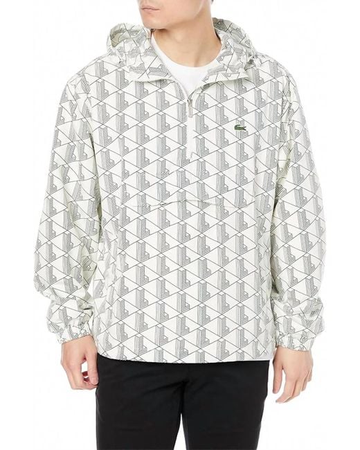 Lacoste Gray Live Monogram Patterned Pullover Windbreaker for men