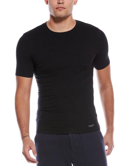 Tommy John Black 3pk Essential Cool Crewneck Stay-tucked Undershirt for men