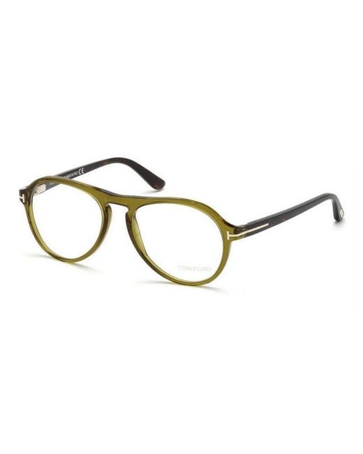 Tom Ford Metallic Eyeglasses Aviator Full Rim, Transparent Dark Frame And Clear Demo Lenses Lens Ft5413096 for men