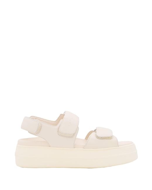 Hogan Natural Elevated Platform Sandals With Adjustable Hook And Loop Closure