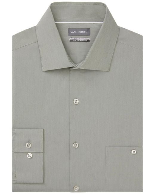 Van Heusen Gray Long Sleeve Button-down Dress Shirt for men